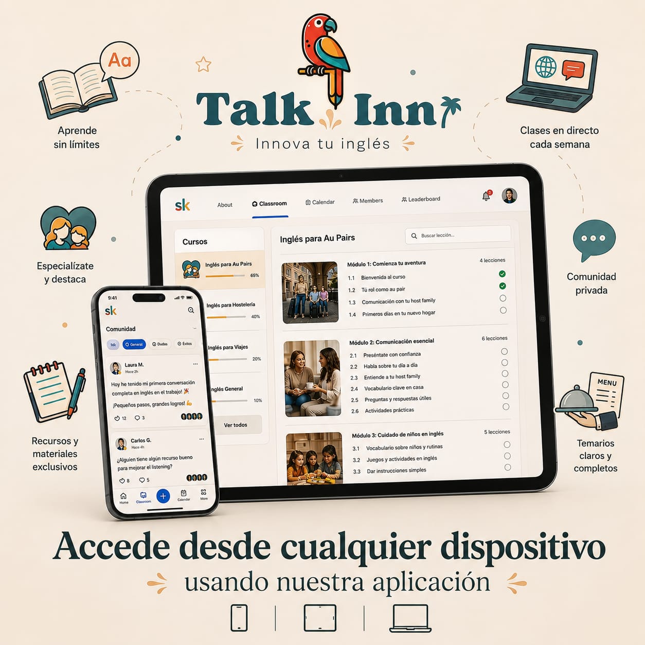 Plataforma Skool de Talkinn — comunidad y cursos
