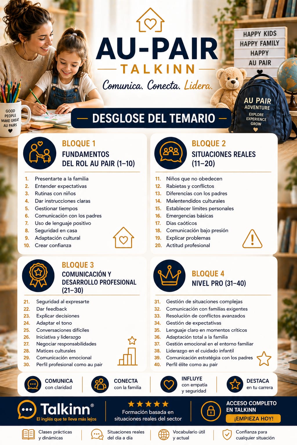 Temario de Inglés para Au Pair — Talkinn
