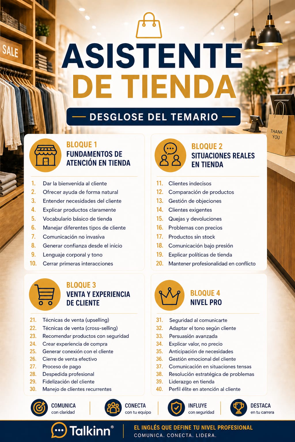 Temario de Inglés para Tiendas — Talkinn