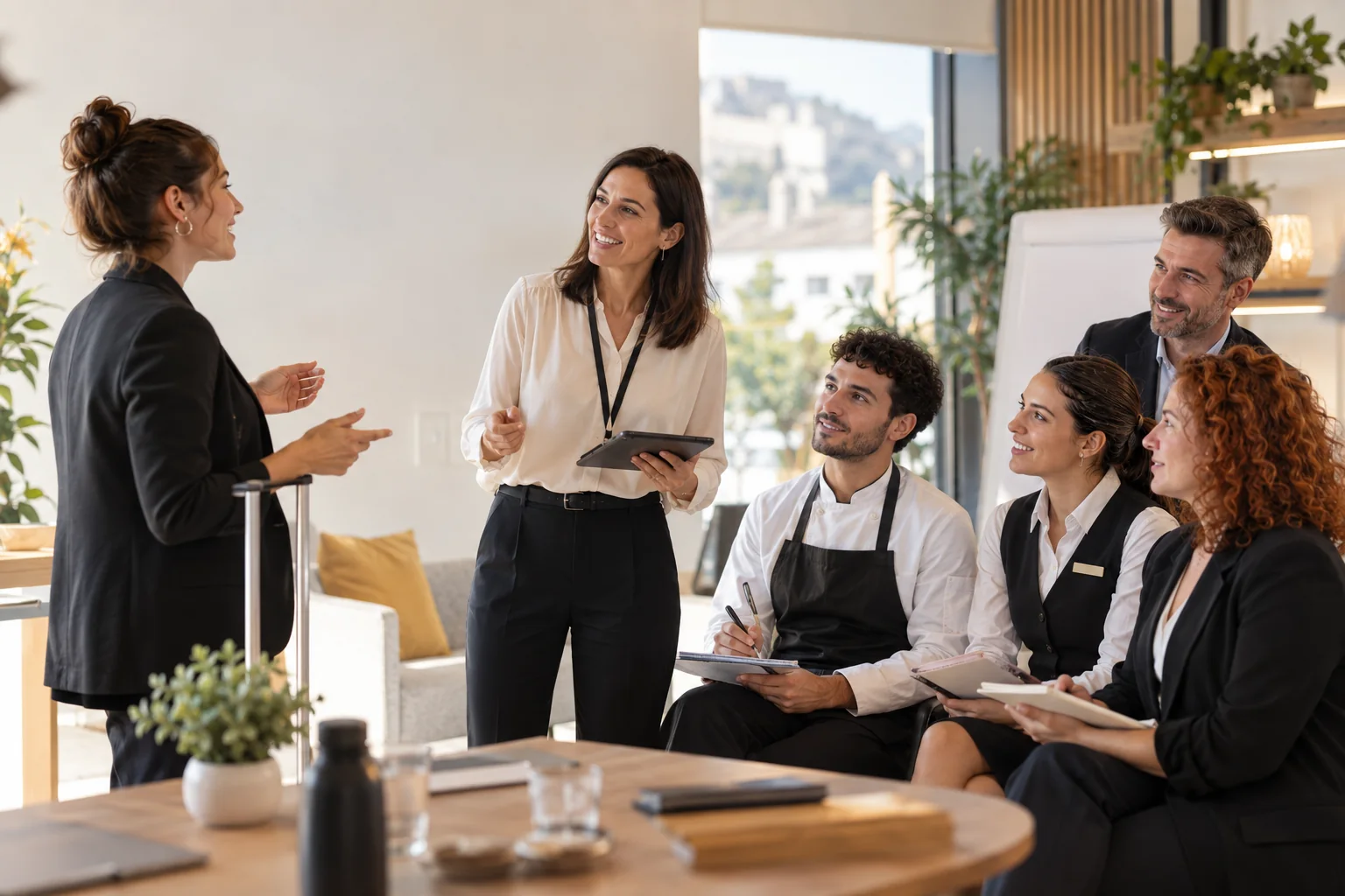 Equipo de profesionales durante una formación práctica de inglés